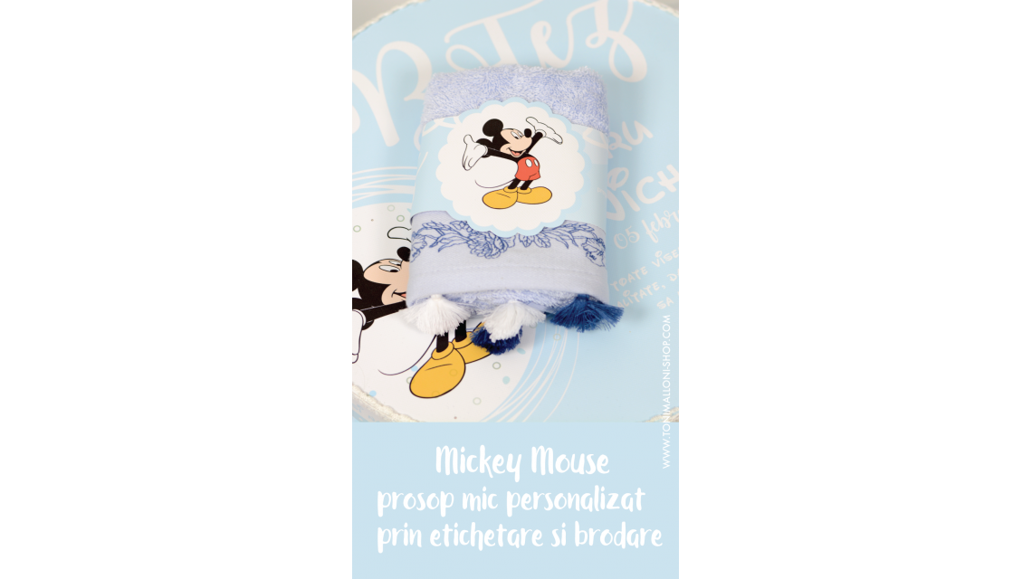 Trusou botez cu Mickey Mouse broderie customizata Mickey Baby Blue 3